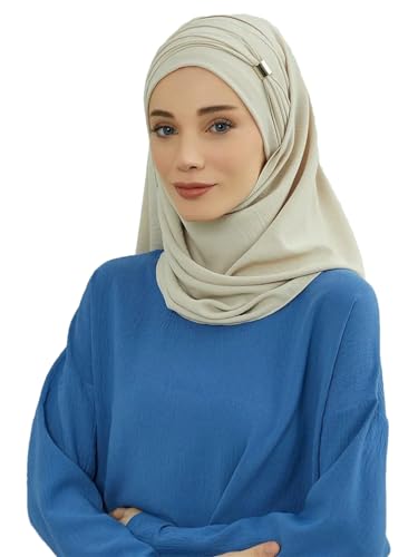 QWAXTRIW Integrierter Hijab für Damen, praktischer muslimischer Schal, Mütze, weich, elastisch, atmungsaktiv, lässig, für Damen von QWAXTRIW