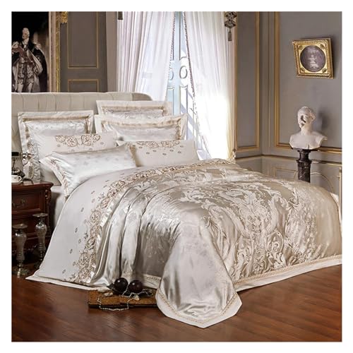 QWAXTRIW Jacquard Bettwäsche Set Luxus Baumwolle Königin König größe Bettbezug bettlaken Weiche Flache Blatt kissenbezüge Bett Vier stücke Set, von QWAXTRIW