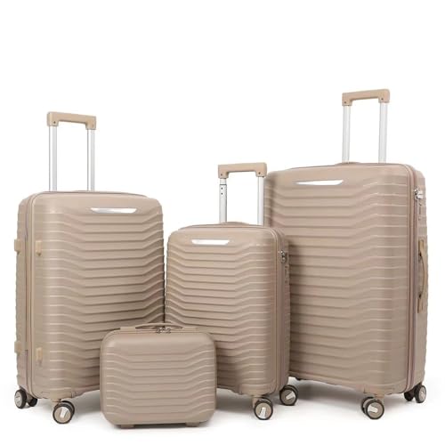 QWAXTRIW Koffer Set Reißverschluss Koffer dreiteils Set Silent Universal Wheely Koffer Koffer Kennwort Reisekoffer (Beige) von QWAXTRIW