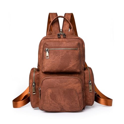 QWAXTRIW Rucksack Praktischer PU-Leder-Reiserucksack Schultasche Funktionelle Brusttasche Schultertasche Handtasche mit verstellbarem Riemen von QWAXTRIW