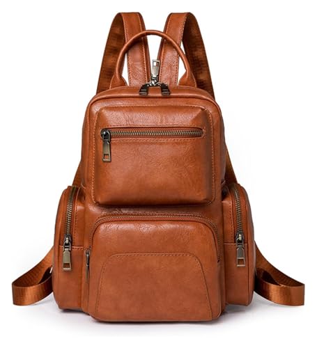 QWAXTRIW Rucksack Praktischer PU-Leder-Reiserucksack Schultasche Funktionelle Brusttasche Schultertasche Handtasche mit verstellbarem Riemen von QWAXTRIW