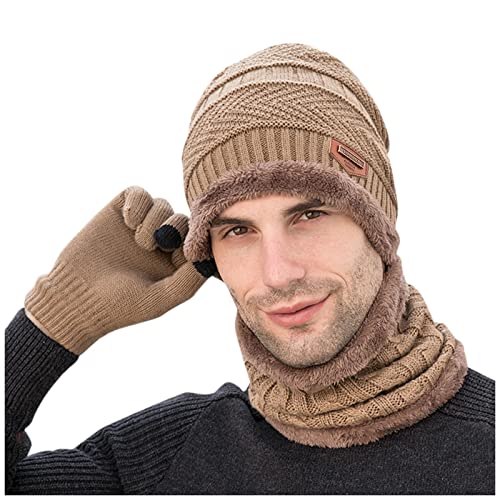 QWAXTRIW Schal und Mütze für Herren, atmungsaktive Baumwolle, Elegante Uhrenmütze, warm, technische Totenkopfmütze, Wintermütze, gestrickte Wolle, Slouchy-Beanie-Kappen, leicht, Ski von QWAXTRIW