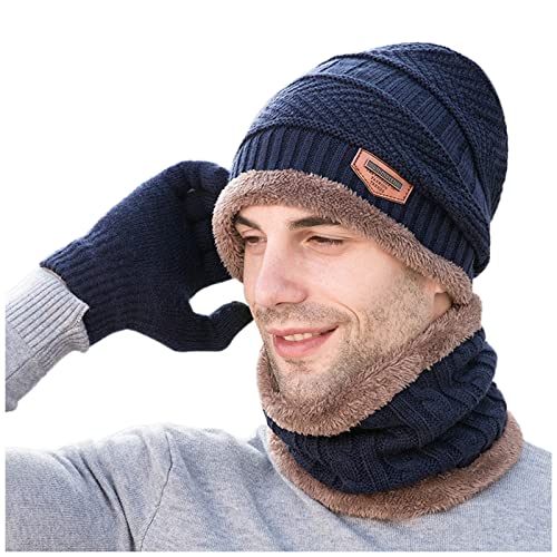 QWAXTRIW Schal und Mütze für Herren, atmungsaktive Baumwolle, Elegante Uhrenmütze, warm, technische Totenkopfmütze, Wintermütze, gestrickte Wolle, Slouchy-Beanie-Kappen, leicht, Ski von QWAXTRIW