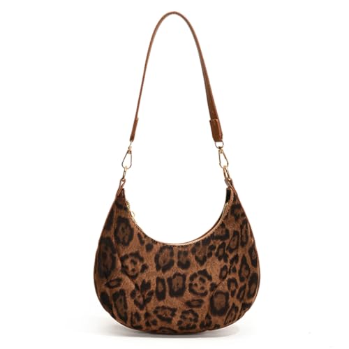 QWAXTRIW Umhängetasche für Damen, Leopardenmuster, Unterarmtasche, PU-Leder, Reißverschluss, Handtaschen, Hobo-Tasche für Geschäftsreisen von QWAXTRIW