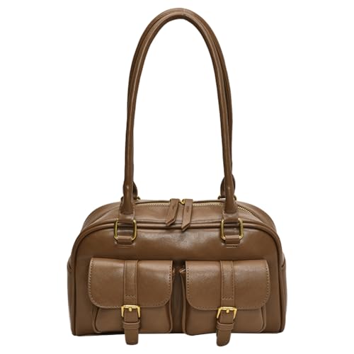 QWAXTRIW Umhängetaschen für Damen, PU-Leder, Doppeltasche, weibliche Boston-Einkaufstasche, Damen-Unterarmtasche, Retro-Einkaufstasche, Handtaschen, Pendler-Einkaufstasche von QWAXTRIW