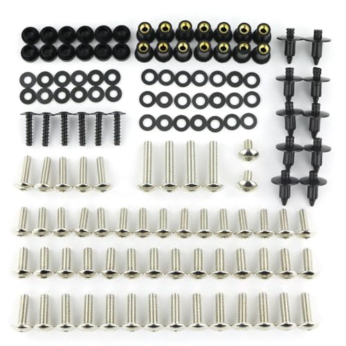 QWBRF - Motorrad Voll Verkleidung Schrauben Kit Edelstahl Clips Mutter Karosserie Schrauben passt für Kawasaki Ninja ZX-6R ZX6R ZZR600 ZX-6RR ZX-9R ZX9R von QWBRF