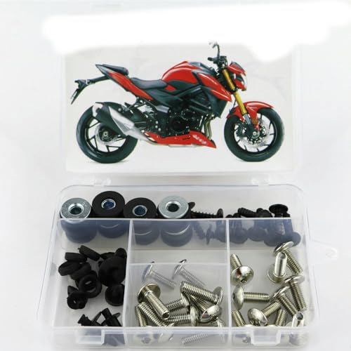 QWBRF - Motorrad Voll Verkleidung Schrauben Kit Edelstahl Clips Mutter Karosserie Schrauben passt für Suzuki GSX-S 750 GSX750S 2017 2018 2019 2020 2021 2022 2023 2024 von QWBRF