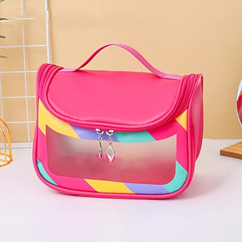 QWEXKLY Mattierte transparente Kosmetiktasche PVC Frauen Make-up Tasche Organizer PU Reise Make-up Waschtasche Beauty Case Kulturbeutel(E) von QWEXKLY