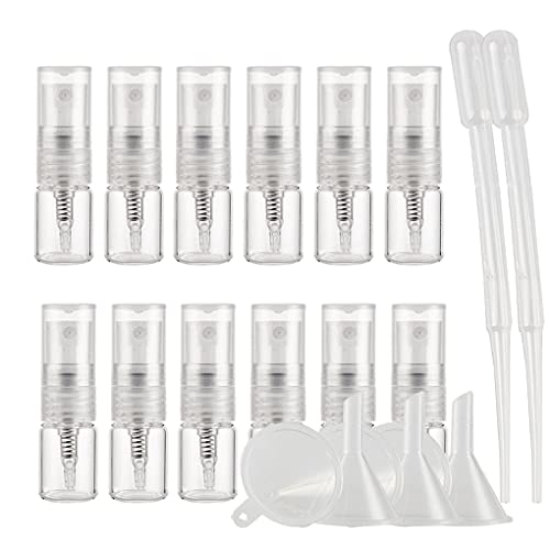 Kosmetische Reisebehälter, Reisegläser for Toilettenartikel, 100 Stück Leere 10 ml klare transparente Glas-Pumpsprühflaschen mit feinem Sprühnebel, Mini-Reisebehälter(2ml) von QWFVHJ