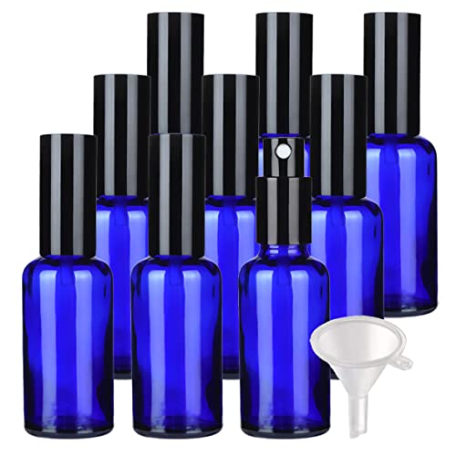 Kosmetische Reisebehälter, Reisegläser for Toilettenartikel, 24 Stück Leere 30-ml-Sprühflaschen aus grünem Glas, Sprühflaschen mit feinem Nebel und schwarzem Zerstäuber(Blue,50ml) von QWFVHJ