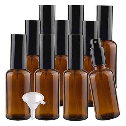 Kosmetische Reisebehälter, Reisegläser for Toilettenartikel, 24 Stück Leere 30-ml-Sprühflaschen aus grünem Glas, Sprühflaschen mit feinem Nebel und schwarzem Zerstäuber(Brown,50ml) von QWFVHJ