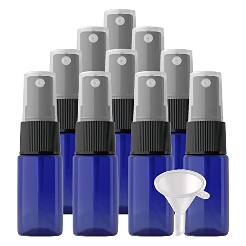 Kosmetische Reisebehälter, Reisegläser for Toilettenartikel, 24 Stück Mini-Pumpsprühflaschen mit feinem Sprühnebel, 10 ml, transparent, aus transparentem PET-Kunststoff(Blue) von QWFVHJ