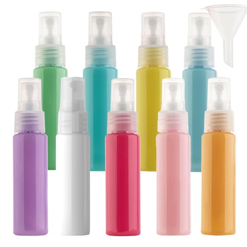 Kosmetische Reisebehälter, Reisegläser for Toilettenartikel, 9 Stück Leere 30 ml Bunte PET-Kunststoff-Feinnebel-Sprühflaschen for Parfüm, Wasser, Kosmetik(30ml) von QWFVHJ