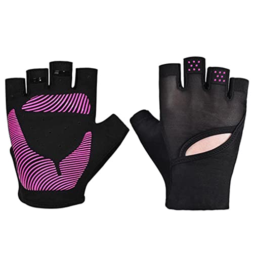 QWFVHJ Sporthandschuhe, Halbfingerhandschuhe, Gewichtheben, Fitness-Workout, Powerlifting, professionelle Fitnessstudio-Handschuhe for Männer und Frauen, Halbfingerschutz, atmungsaktiv(Pink,M) von QWFVHJ