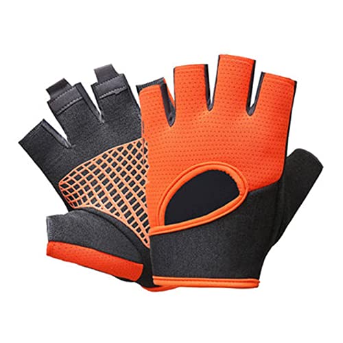 QWFVHJ Sporthandschuhe, Halbfingerhandschuhe, Gewichtheber-Trainingshandschuhe mit Handgelenkstütze for Männer und Frauen, atmungsaktive, rutschfeste Handfläche, Halbfinger(Orange,L) von QWFVHJ