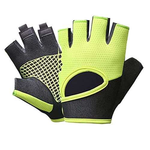 QWFVHJ Sporthandschuhe, Halbfingerhandschuhe, Gewichtheber-Trainingshandschuhe mit Handgelenkstütze for Männer und Frauen, atmungsaktive, rutschfeste Handfläche, Halbfinger(Yellow,L) von QWFVHJ