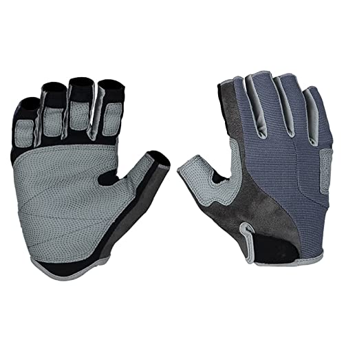 QWFVHJ Sporthandschuhe, Halbfingerhandschuhe, Gewichtheberhandschuhe, Handgelenkstütze, Fitnesshandschuhe for Männer und Frauen, Halbfingerschutz, atmungsaktive Handschuhe, rutschfest(Gray,L) von QWFVHJ