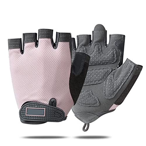 QWFVHJ Sporthandschuhe, Halbfingerhandschuhe, Gewichtheberhandschuhe for Frauen und Männer, atmungsaktiver Halbfingerschutz, Sport-Fitnesshandschuhe, Fitnessstudio(Pink,L) von QWFVHJ