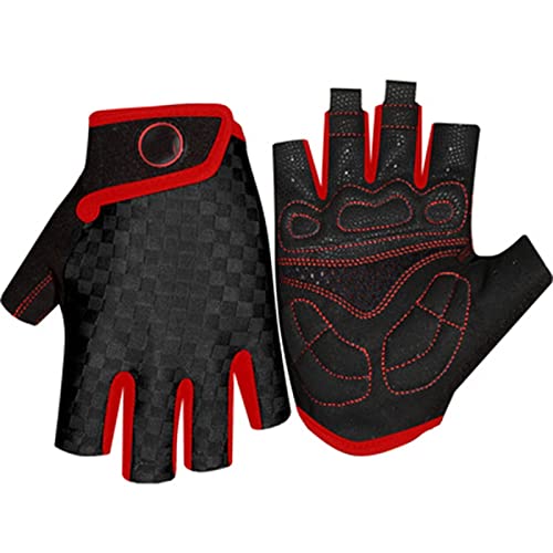 QWFVHJ Sporthandschuhe, Halbfingerhandschuhe, Gewichtheberhandschuhe for das Training im Fitnessstudio mit rutschfestem Handflächenschutz, Halbfingerschutz, atmungsaktive Handschuhe(Red,XL) von QWFVHJ