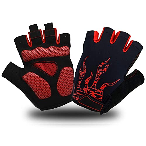 QWFVHJ Sporthandschuhe, Halbfingerhandschuhe, Outdoor-Halbfinger-Sporthandschuhe, atmungsaktiv, angenehm zu tragen, Fitness, Gewichtheben, Fahrrad, Klettern, Motorrad(Red,S) von QWFVHJ