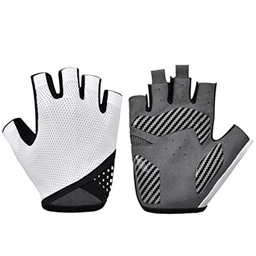 QWFVHJ Sporthandschuhe, Halbfingerhandschuhe, Trainingshandschuhe for Gewichtheber for Damen, Trainingshandschuhe mit Handgelenkstütze, Halbfinger-Schutzhandschuhe mit Dämpfung(White,M) von QWFVHJ