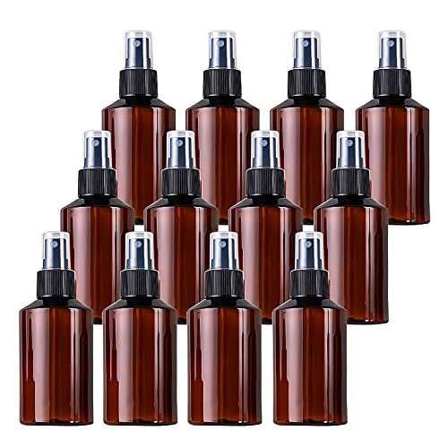 Reisekosmetikbehälter, Reisegläser for Toilettenartikel, 24 Stück, leer, 150 ml, braun, Pumpsprühflaschen aus PET-Kunststoff mit feinem Sprühnebel und schwarzem Zerstäuber(50ml) von QWFVHJ