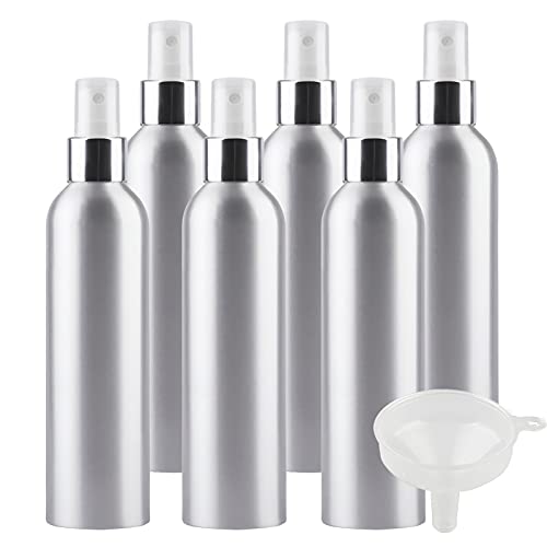 Reisekosmetikbehälter, Reisegläser for Toilettenartikel, 6 Stück, 100 ml, Leere Silberne Aluminium-Sprühflasche mit feinem Sprühnebel und weißem/goldenem Metall-Sprühkopf(Silver,250ml) von QWFVHJ