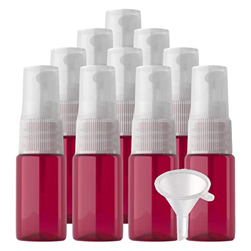 Reisekosmetikbehälter, Reisegläser for Toilettenartikel, 96 Stück, kleine, Leere 10-ml-Pumpsprühflaschen aus weißem PET-Kunststoff mit feinem Sprühnebel und transparentem Zerstäuber(Red) von QWFVHJ