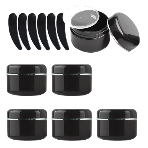 Reisekosmetikdosen, Reisedosen for Toilettenartikel, 12er-Pack, 50 ml Schwarze Kosmetikdosen aus Kunststoff mit Goldrand, 50 g Behälter for Salben(Black/Gold,250ml) von QWFVHJ