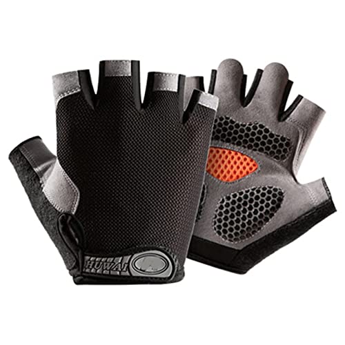 Sporthandschuhe, Halbfingerhandschuhe, Fitnesshandschuhe, Trainingshandschuhe mit Handgelenkstütze, Handschuhe for Gewichtheben, atmungsaktiver Sporthandschuhanzug for Männer und Frauen(Black,L) von QWFVHJ