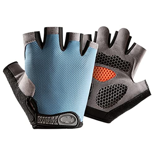 Sporthandschuhe, Halbfingerhandschuhe, Fitnesshandschuhe, Trainingshandschuhe mit Handgelenkstütze, Handschuhe for Gewichtheben, atmungsaktiver Sporthandschuhanzug for Männer und Frauen(LIGHT BLUE,XL) von QWFVHJ