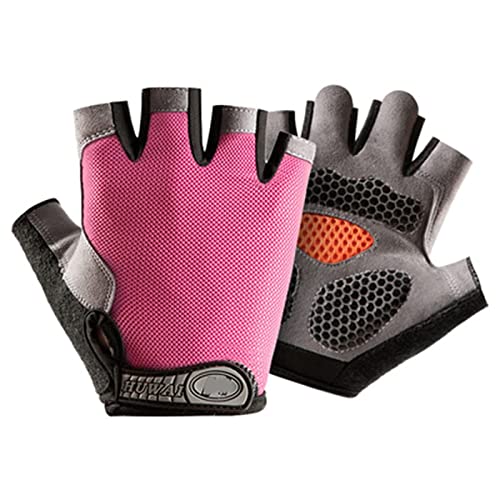 Sporthandschuhe, Halbfingerhandschuhe, Fitnesshandschuhe, Trainingshandschuhe mit Handgelenkstütze, Handschuhe for Gewichtheben, atmungsaktiver Sporthandschuhanzug for Männer und Frauen(Pink,M) von QWFVHJ