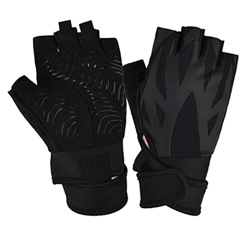 Sporthandschuhe, Halbfingerhandschuhe, Fitnesshandschuhe for Männer und Frauen, Nachthandschuhe for Gewichtheben mit Handgelenkstütze, Halbfingerschutz, atmungsaktive Handschuhe, volle Handfläche(Blac von QWFVHJ