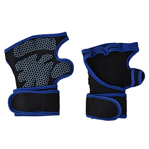 Sporthandschuhe, Halbfingerhandschuhe, Gewichtheberhandschuhe for Fitnessstudio und Fitnesstraining mit tragbarer Dämpfung, Handflächenauflage, Handschuhe for Männer und Frauen, Halbfinger(Blue,L) von QWFVHJ