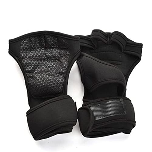 Sporthandschuhe, Halbfingerhandschuhe, Gewichtheberhandschuhe for Herren und Damen, Halbfinger mit Handgelenkstütze, Fitness-Trainingshandschuhe fürs Fitnessstudio, Fahrradhandschuhe for Fitness(Black von QWFVHJ