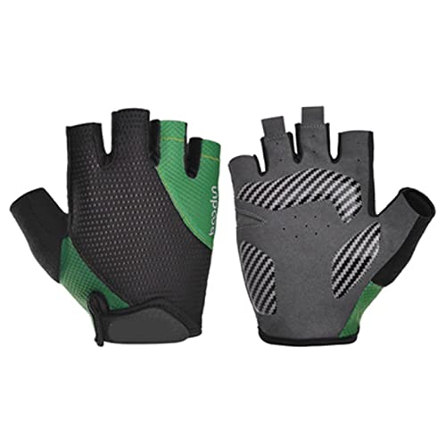 Sporthandschuhe, Halbfingerhandschuhe, Gewichtheberhandschuhe fürs Fitnessstudio und Fitness for Männer und Frauen, rutschfest, gepolsterter Handflächengriffschutz, elastisch, atmungsaktiv(Green,XL) von QWFVHJ