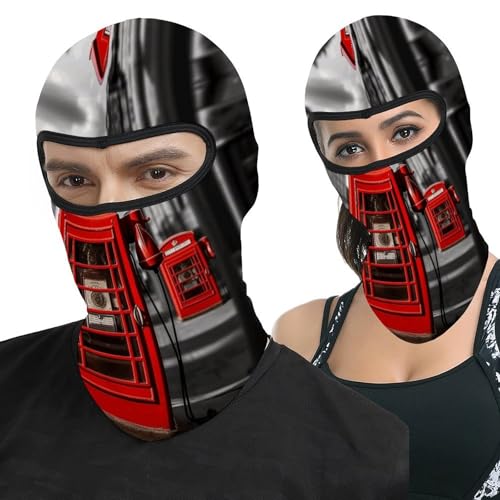 Elastische Gesichtsmasken, UK-Retro-London-Telefondruck, Angelhaube, Schutz-Kopfbedeckung, Skimasken, Sonnenschutz-Gesichtstuch, britisches Retro-London-Telefon, 7 5/8 von QWHJK