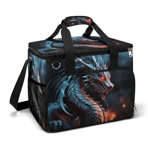 Outdoor-Freizeit-Kühltasche, Drachen-Druck, große Kapazität, Kühltasche für den Außenbereich von QWHJK