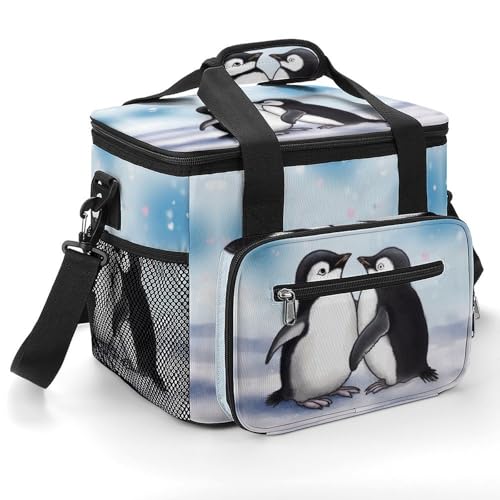 Outdoor-Kühltasche, Motiv: "I Love Penguins", große Kapazität, Kühltasche für den Außenbereich von QWHJK