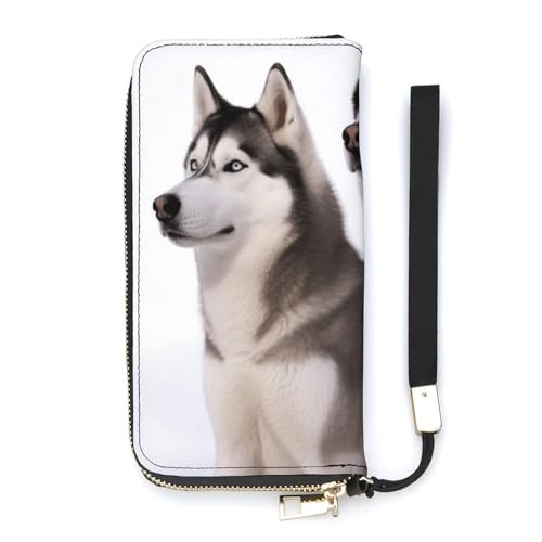 QWHJK Minimalistische Geldbörse für Herren, Husky-Hunde-Druck, faltbare Geldbörse, niedliche Geldbörse, Reisebrieftasche, Damen, Husky-Hunde, 20 x 10,5 cm, modern, Husky Dogs, 20x10.5cm, Modern von QWHJK