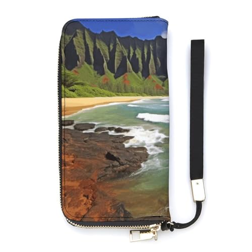 QWHJK Minimalistische Geldbörse für Herren, Kauai Hawaii Seashore Print Bifold Wallet, niedliche Geldbörse, Reisebrieftasche Damen, Kauai Hawaii Seashore, 20 x 10,5 cm, modern, Kauai Hawaii Seashore, von QWHJK