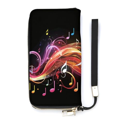 QWHJK Minimalistische Geldbörse für Herren, Regenbogen-Musiknoten-Melodie-Druck, faltbare Brieftasche, Reisebrieftasche, Damen, Regenbogen-Musiknotenmelodie, 20 x 10,5 cm, modern, von QWHJK