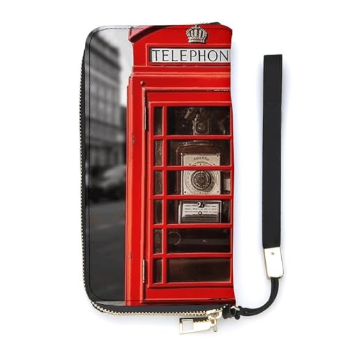 QWHJK Minimalistische Geldbörse für Herren, britisches Retro-London-Telefondruck, faltbare Brieftasche, Reisebrieftasche, Damen, britisches Retro-London-Telefon, 20 x 10,5 cm, modern, Britisches von QWHJK