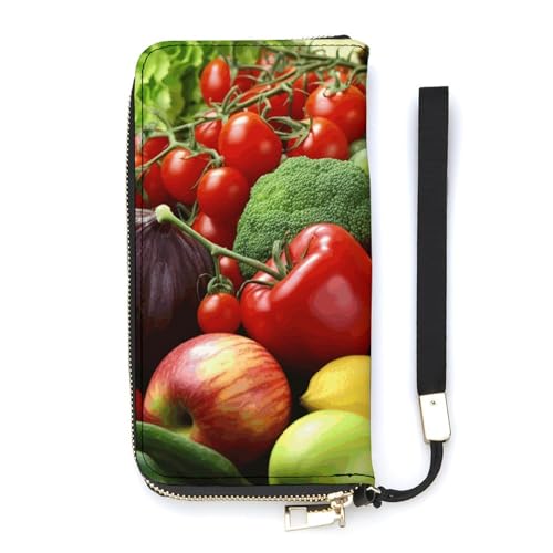 QWHJK Minimalistische Geldbörse für Herren, frisches Gemüse, Obst, bedruckt, niedliche Geldbörse, Reisebrieftasche, frisches Gemüse, Obst, 20 x 10,5 cm, modern, Frisches Gemüse und Obst, 20x10.5cm, von QWHJK