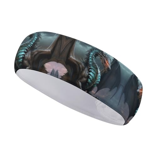 Cooles Drachen-Stirnband für Herren, Sportschweißbänder, dehnbar, athletisch, rutschfest, weich, Sport-Haarbänder für Damen, Fitness, Workout Cooles Drachen-Stirnband für Herren, Sportschweißbänder, dehnbar, athletisch, rutschfest, weich, Sport-Haarbänder für Damen, Fitness, Workout von QWJKM