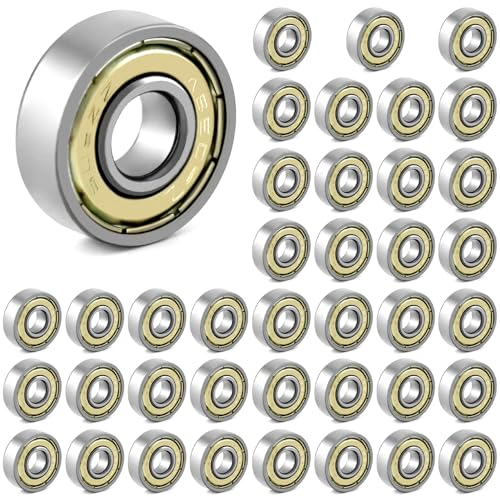 QWORK® 40 Stück 608zz Kugellager, Metall Double Shielded Miniatur Rillenkugellager, für Skateboards, Roller, Inline Skates, 8mm x 22mm x 7mm von QWORK