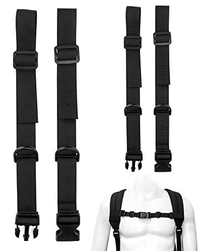 QWORK® 2 Stück Verstellbarer Brustgurt für Rucksack, Rucksack zubehör, für Joggen und Wandern, Schwarz, Einstellbereich 25-70 cm von QWORK