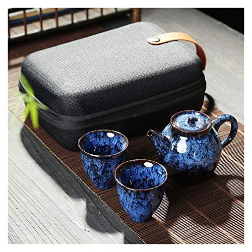 Europäisches Teeservice aus Keramik, Business-Kaffeetassen-Set, Reise-Teekannen-Set, chinesische Kung-Fu-Keramik-Teekanne, 1 Kanne, 2 Tassen, Porzellan-Teetassen mit tragbarer Tasche für zu Hause von QXGJTLI