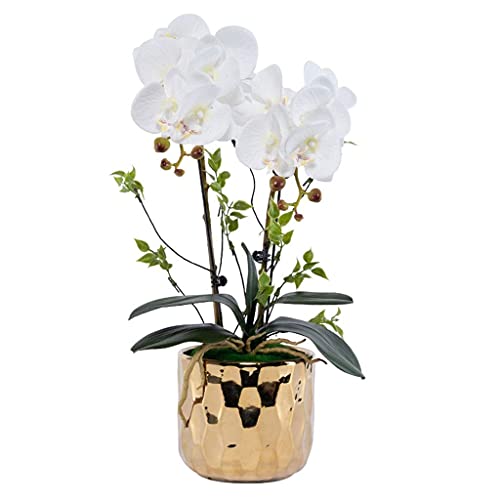 Künstliches Blumenset, Orchideenblüten künstlich zur Dekoration, künstlicher Phalaenopsis-Blumenstrauß mit Vase für Heimdekoration, Tischdekoration. Schöne künstliche Blumen und Vasen (Farbe: Rot) von QXGJTLI