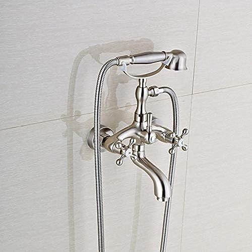 QXGJTLI Gebürstetes Nickel Wandmontage Badewanne Bad & Dusche Armaturen Heißes und kaltes Wasser Telefon Stil von QXGJTLI